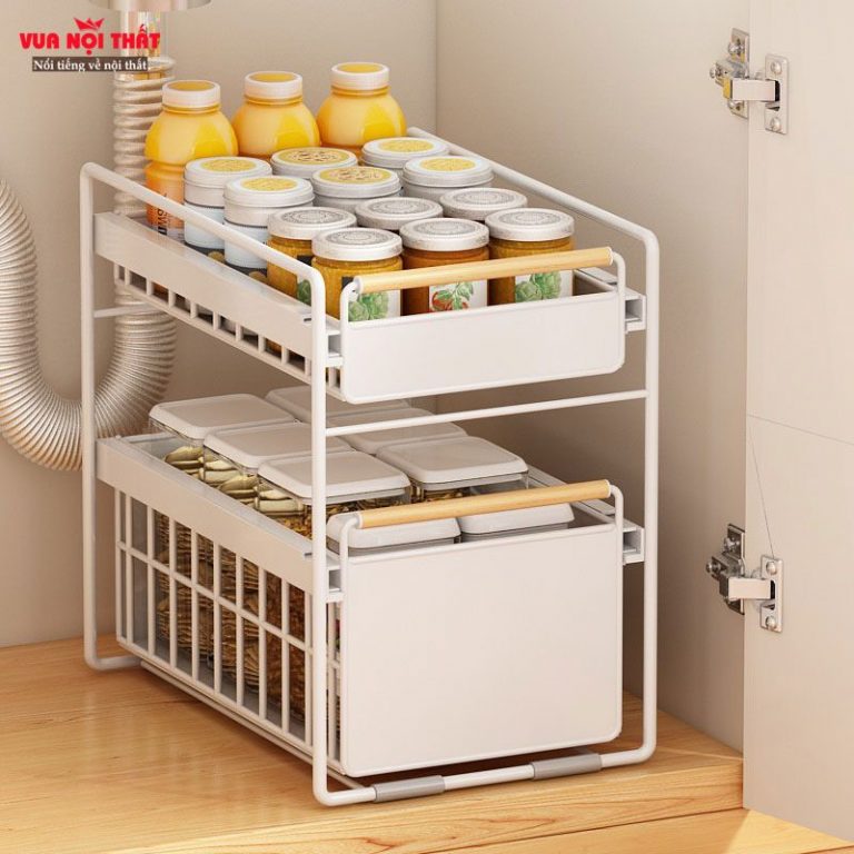 Organisateur de cuisine et rangement en métal à deux niveaux