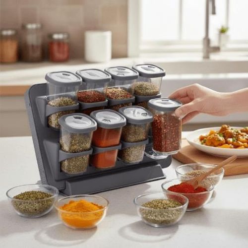 Organisateur d'épices mural pouvant contenir huit pots - une solution de rangement moderne
