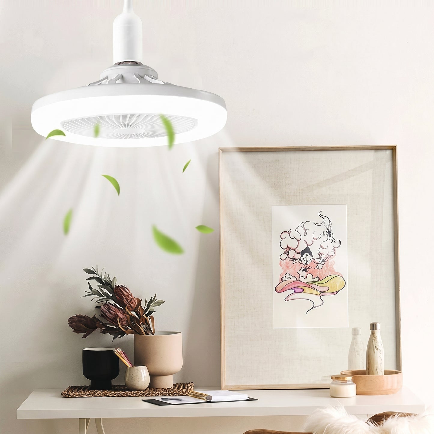Lampe LED et ventilateur avec télécommande