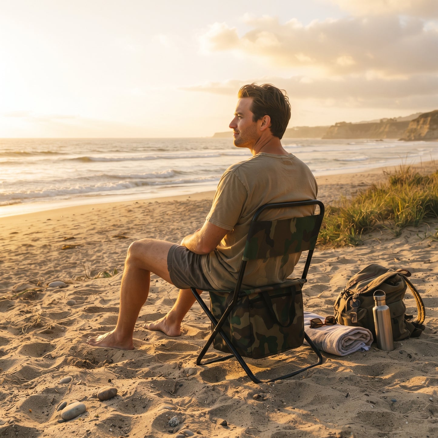 Chaise pliante avec sac de rangement