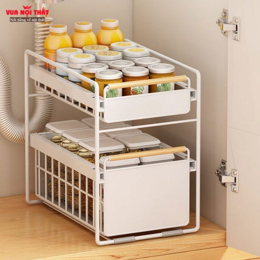 Organisateur de cuisine et rangement en métal à deux niveaux
